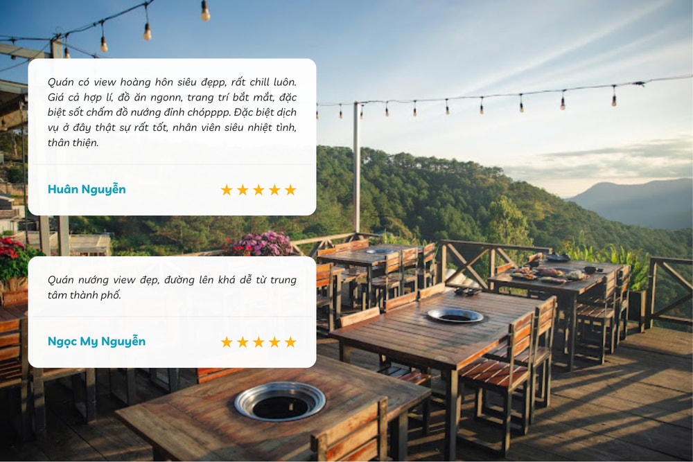 Quán ôm trọn view núi rừng lãng mạn, lý tưởng để ngắm hoàng hôn, đường dễ đi và dễ tìm